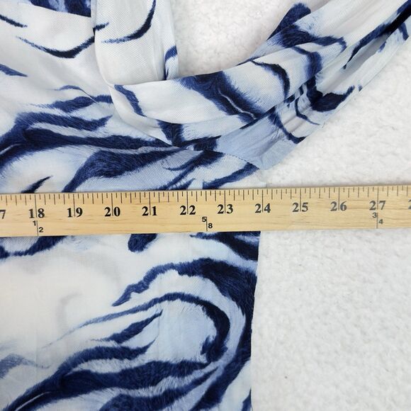 Chicos Blue Animal Print Button Down Blouse Size 3‎ (XL 16/18) Long Sleeve NWT - Picture 12 of 13